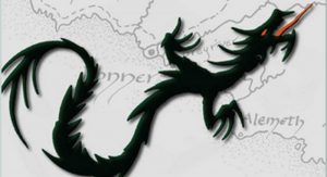 a serpent or dragon on a map